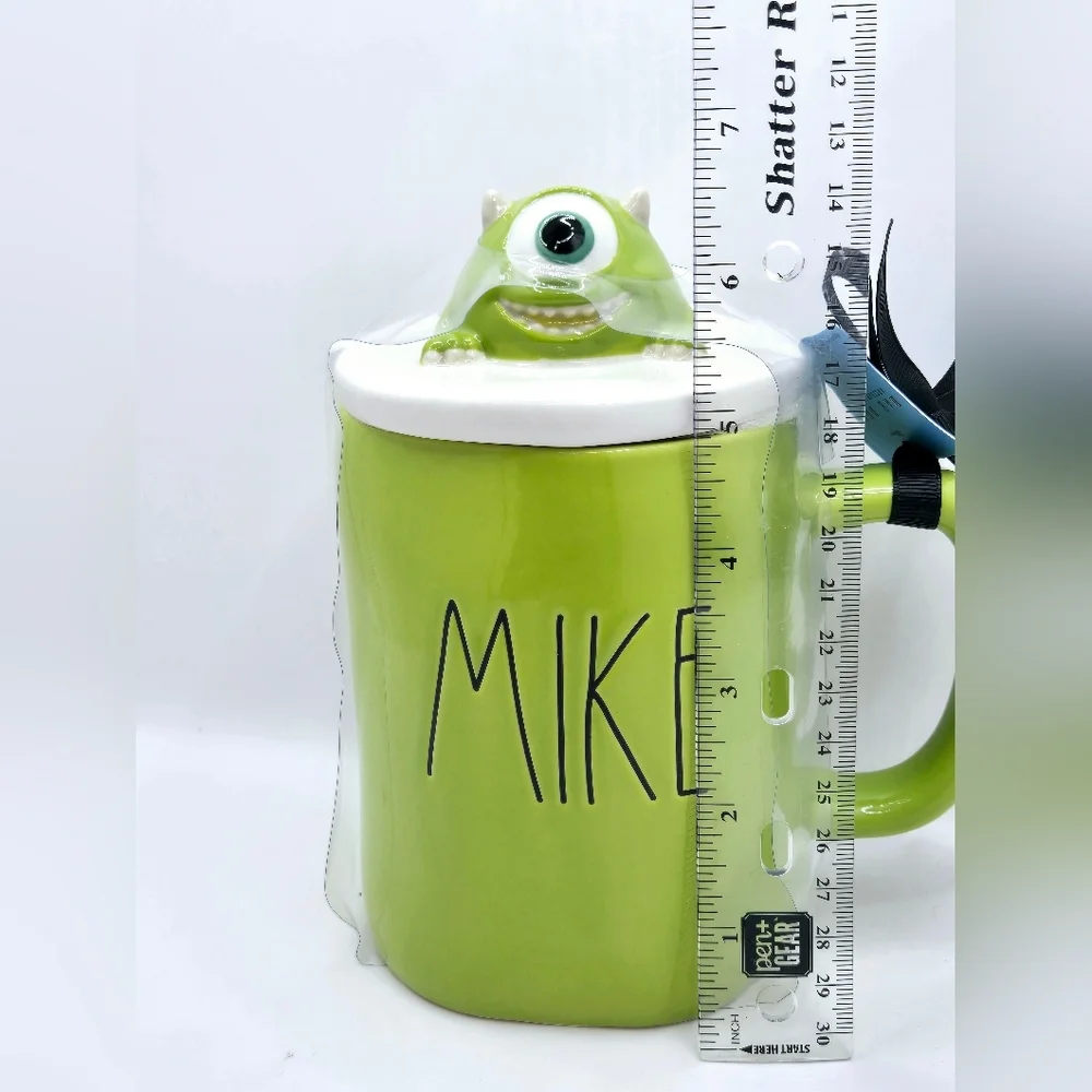 Rae‎ Dunn Disney Pixar Monsters Inc Mike Wazowski Green Mug w/ Lid Topper
